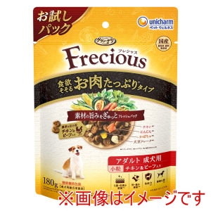 ユニチャーム Unicharm ユニチャーム グランデリ Frecious 食欲そそるお肉たっぷりタイプ アダルト成犬用 チキン ビーフ入り 小粒 180g
