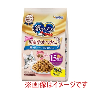 ユニチャーム Unicharm ユニチャーム 銀のスプーン 国産生かつおin海の幸ブレンド かつお まぐろ しらす味 15歳頃から 900g
