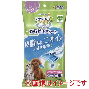 ユニチャーム Unicharm ユニチャーム デオクリーン からだふきシート 小型犬用 やわらかなソープの香り 28枚