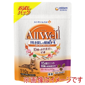ユニチャーム Unicharm ユニチャーム All Well 10種の自然素材 15歳以上の腎臓の健康維持用 サーモン ツナ味 110g