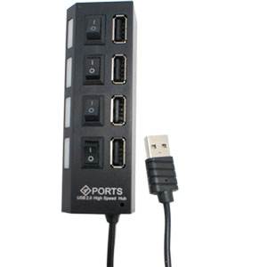 あきばお～ USBハブ 4ポート USB2.0 スイッチ付き ブラック