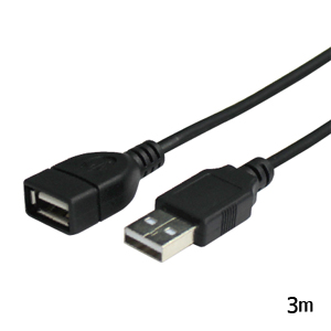 あきばお～ USB2.0 延長ケーブル ブラック 3m