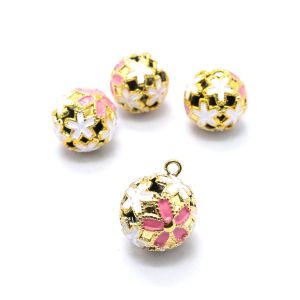 日本紐釦貿易 Nippon Chuko NBK 花鈴 桜 ピンク×白 直径17mm 10個 F6-72-10 日本紐釦貿易