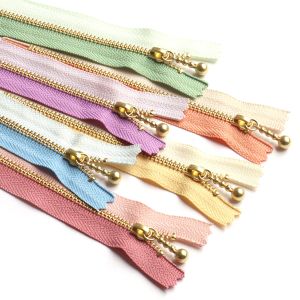 日本紐釦貿易 Nippon Chuko NBK Y.K.K 玉付きファスナー コンビカラー 金具ゴールド 6本セット 10cm 3G10-C6MIX 日本紐釦貿易