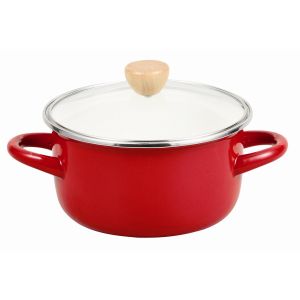 パール金属 パール金属 プチクック ホーロー ガラス蓋付 深型 煮込鍋 16cm レッド HB-4877