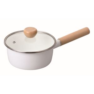 パール金属 Pearl パール金属 クレヴィア ホーロー ガラス蓋付 片手鍋 16cm ホワイト HB-5300