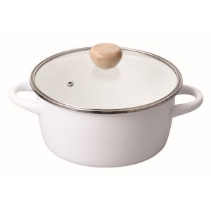 パール金属 Pearl パール金属 クレヴィア ホーロー ガラス蓋付 両手鍋 20cm ホワイト HB-5302