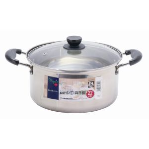 パール金属 Pearl パール金属 ベジック ステンレス製 ガラス蓋付 深型 両手鍋 22cm HB-6515