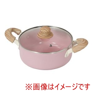 パール金属 Pearl パール金属 ハルミック セラミック加工 IH対応 ガラス蓋付き 両手 鍋 20cm ペールピンク HC-1109