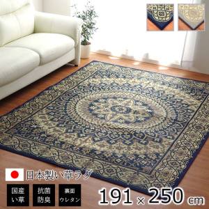 イケヒココーポレーション  イケヒコ ラグ 長方形 夏用 ふっくら い草 サークル グレー 191×250cm
