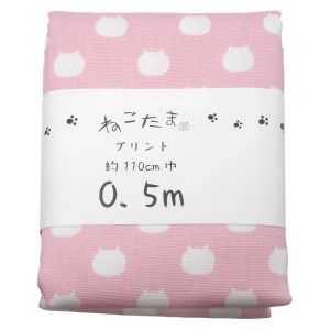 日吉商会 日吉商会 オックス生地 ねこたま オックスカットクロス チェリー 110ｘ50cm NTSC-1K