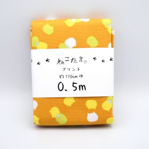 日吉商会 日吉商会 オックス生地 ねこたま オックスカットクロス オレンジ 110ｘ50cm NTSC-3A