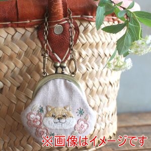 ピース Piece ピース chicchiさんの動物刺繍キット ぷっくり柴犬さんとヒナゲシのミニがま口チャーム PHC-127-1