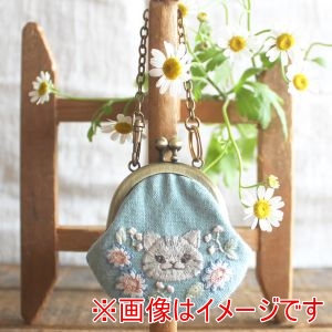 ピース Piece ピース chicchiさんの動物刺繍キット まんまる猫さんとオステオスペルマムのミニがま口チャーム PHC-127-2