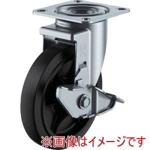 ユーエイキャスター YUEI ユーエイキャスター RJ2-125NWRS プレート式 自在 キャスター ゴム 車輪径125mm ストッパー付き Jタイプ RJ2-S型 取付寸法80×80 75×75