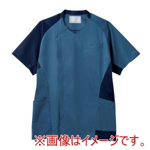 住商モンブラン 住商モンブラン MS855-39-6L スクラブメンズ半袖 ブルー/ネイビー 6L