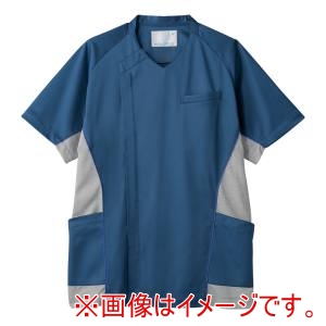 住商モンブラン 住商モンブラン MS856-30-LL スクラブメンズ半袖 ブルー/グレー LL