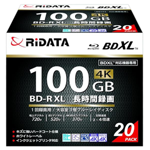 ライデータ RIDATA RIDATA BD-R520PW4X.20P SC A BD-R XL100GB 2-4倍速 ホワイトプリンタブル 20枚