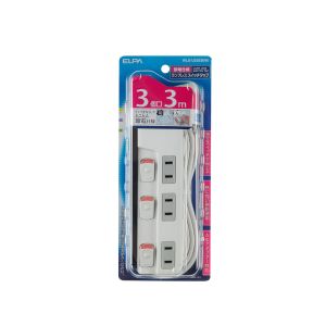 朝日電器 エルパ ELPA エルパ WLS-U33EB W ランプレス スイッチ付タップ 3個口 3m ELPA 朝日電器