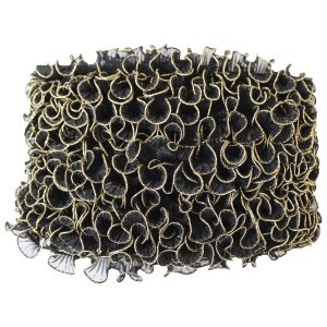 渡辺布帛工業 アサヒ アサヒ テトロンウェーブフリルレース ラメ縁 25mm×15m巻 黒×金 WF-FL7700-25-22