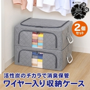 アストロ アストロ WIREDcase消臭炭入衣類整理用 2個組 グレー 620-19