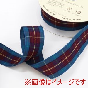 小西リボン 小西リボン チェックリボン 24mm×10m 青 赤 KR2460-24-2