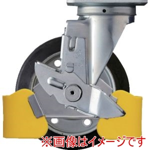 ハンマーキャスター HAMMER CASTER ハンマーキャスター 413S-RB150WY3 フットガード付 旋回式ゴム車輪 スチールホイール ローラーベアリング 150mm ストッパー付