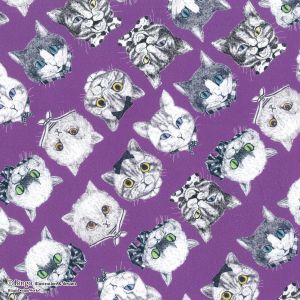清原 KIYOHARA KIYOHARA Ringo ネコズ カットクロス 生地 オックス 巾約110cm×50cmカット PP パンジーパープル RINF-02C PP 清原