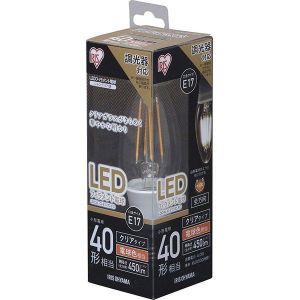 アイリスオーヤマ アイリスオーヤマ LEDフィラメント電球 E17 40形相当 電球色 調光 クリア LDC4L-G-E17/D-FC