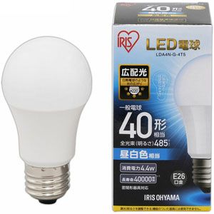 アイリスオーヤマ アイリスオーヤマ LED電球 E26 広配光 40形相当 昼白色 LDA4N-G-4T5