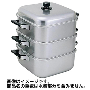 アカオアルミ AKAO アカオアルミ アルマイト 角型蒸器 36cm 二重