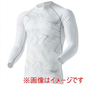 おたふく手袋 OTAFUKU おたふく JW-623 冷感 消臭 パワーストレッチ 長袖 クルーネック シャツ カモフラ ホワイト LLサイズ