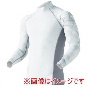おたふく手袋 OTAFUKU おたふく JW-625 冷感 消臭 パワーストレッチ 長袖 バックハイネック シャツ カモフラ ホワイト Mサイズ