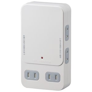 オーム電機 OHM オーム電機 HS-AK6B-W 増設用壁タップ 6個口 00-1403