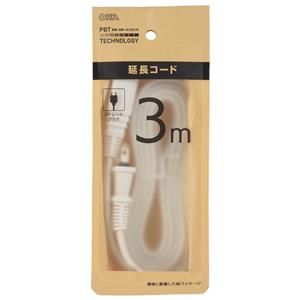 オーム電機 OHM オーム電機 HS-T13EDLP22 延長コード 3m ストレートプラグ ホワイト 00-1557