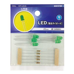 オーム電機 OHM オーム電機 KIT-LE5/G LED 発光ダイオード 工作用 φ5mm 緑 5個入 00-1718