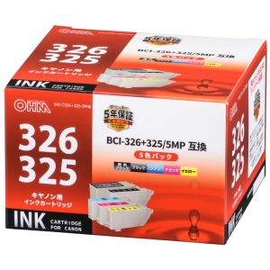 オーム電機 OHM オーム電機 キヤノン互換 BC-326+325/5MP 顔料ブラック+染料4色 01-4124 INK-C326+325-5PNB