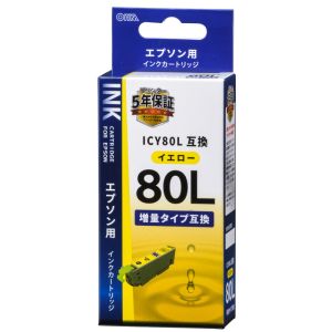 オーム電機 OHM オーム電機 エプソン互換 ICY80L 染料イエロー 01-4141 INK-E80LB-Y
