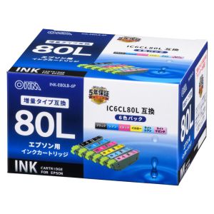 オーム電機 OHM オーム電機 エプソン互換 IC6CL80L 染料6色 01-4144 INK-E80LB-6P