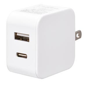 オーム電機 OHM オーム電機 MAV-AUC12W-W AC充電器 12W Type-C＋Type-A 01-7170