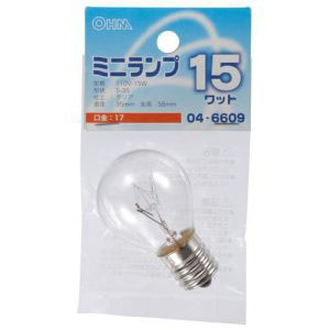 オーム電機 OHM オーム電機 ミニランプ S35型 E17/15W クリア LB-S3715-C 04-6609
