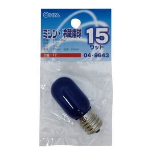 オーム電機 OHM オーム電機 LB-T2715-A ミシン 冷蔵庫球 T22型 E17/15W ブルー 04-9643