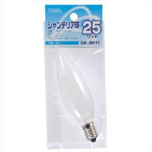 オーム電機 OHM オーム電機 シャンデリア球 25W E14 ホワイト 04-9671 LB-C2425-W