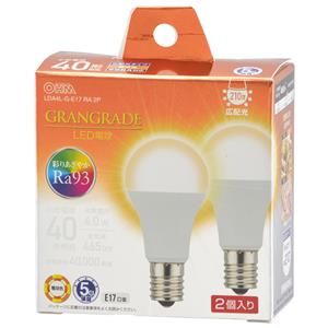 オーム電機 OHM オーム電機 LDA4L-G-E17 RA 2P  LED電球小形E17 40形相当 電球色 2個入