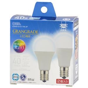 オーム電機 OHM オーム電機 LDA4D-G-E17 RA 2P  LED電球小形E17 40形相当 昼光色 2個入