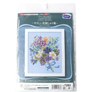 オリムパス オリムパス クロスステッチ 刺しゅうキット フラワーガーデン やさしい花刺しゅう額 スイートフラワー ブルー 7283