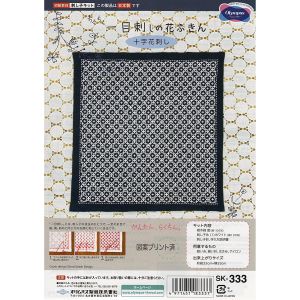 オリムパス オリムパス 一目刺しキット 花ふきん 十字花刺し 藍 333