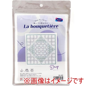 オリムパス オリムパス Thred 刺繍キット 刺し子キット 花ふきん La bouquetiere ドロップ 縦34×横34cm OLY-SK432