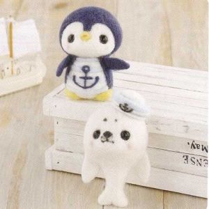 ハマナカ Hamanaka ハマナカ つぶらな瞳の羊毛マスコットキット マリンルックのペンギンとアザラシ H441-370
